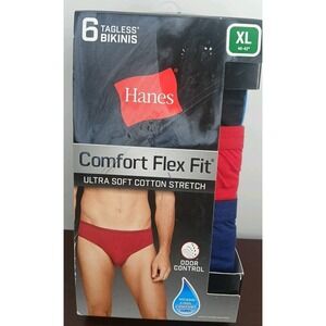 Hanes Men's Comfort Flex Fit Odor Control Cotton Tagless Bikinis, 6-Pack-XL